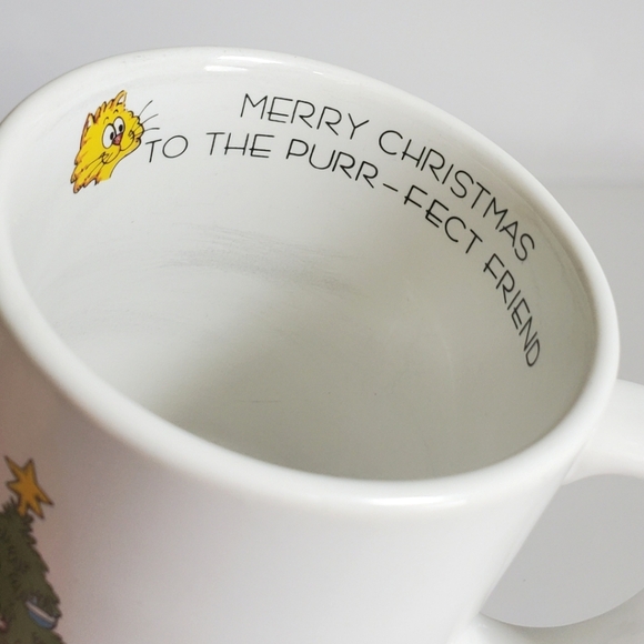 Vintage Papel Japan Christmas Holiday Coffee Mug Cup Cat Mouse Tree Cartoon 12oz - Picture 7 of 8